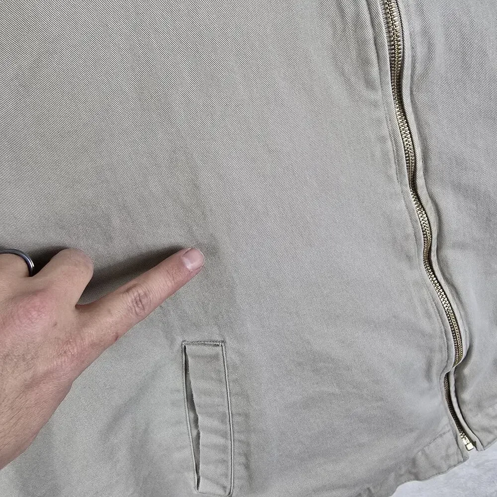 Vintage Chaps Ralph Lauren Beige Khaki Bomber Jacket Size XL 90s Phone Pocket